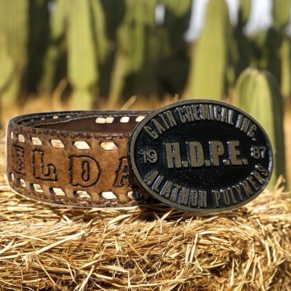 Vintage Western Core Belt “Nelda” With H.O.P.E. Belt Buckle Sz 30-32 - Picture 1 of 6